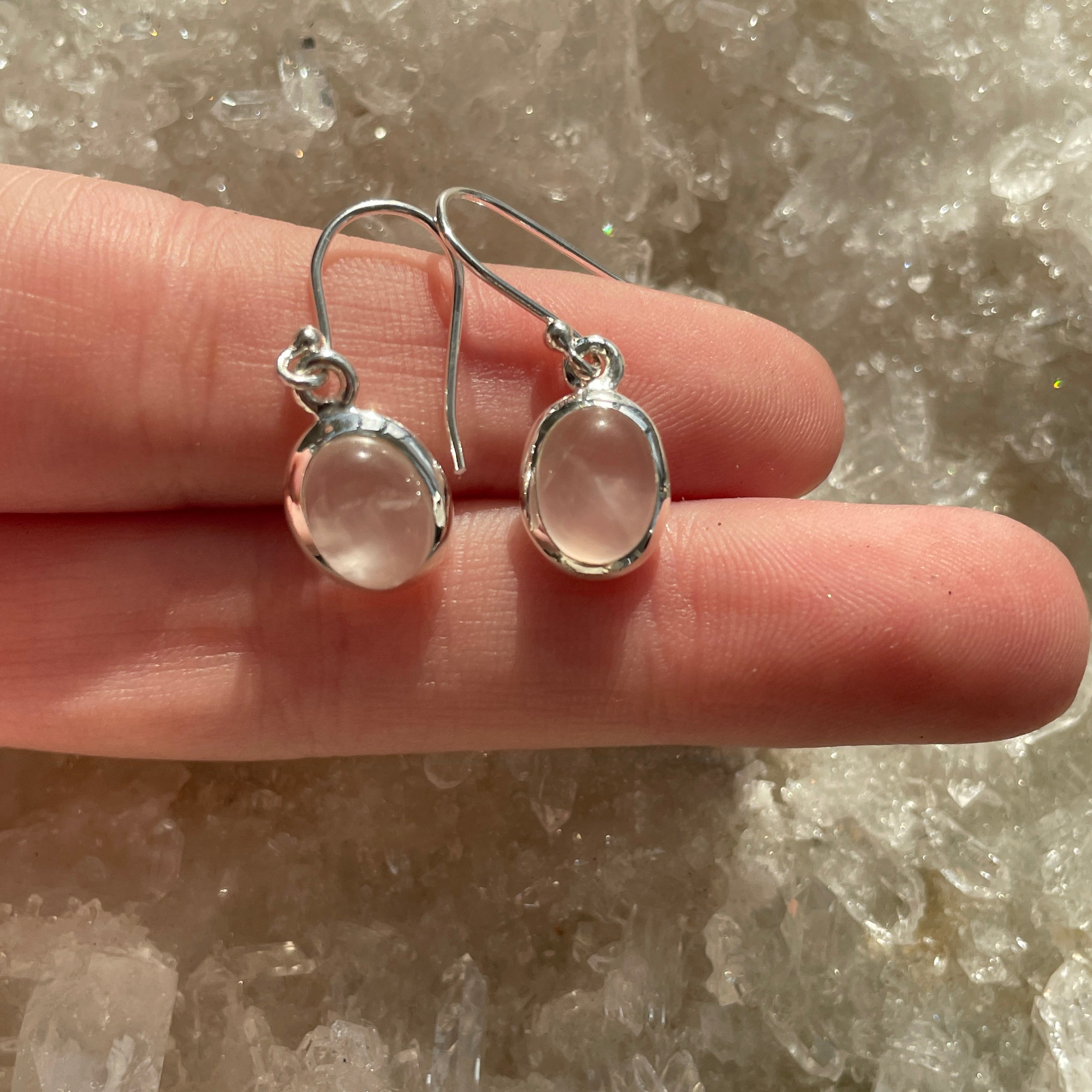Sterling Silver Earrings - Rose Quartz - 02 Sterling Silver Earrings - Rose Quartz - 02